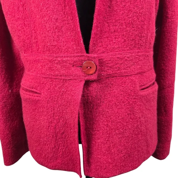 Talbots Red Textured Wool Blazer Size Med - Picture 2 of 5